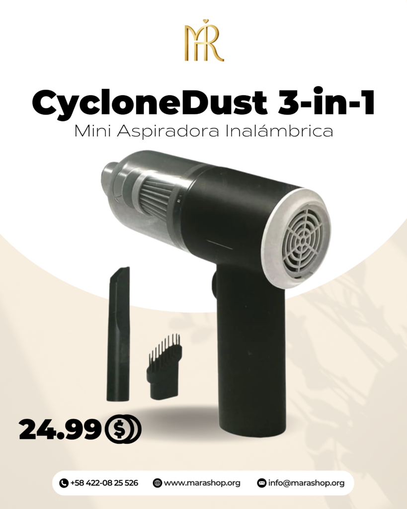 CycloneDust 3-in-1: Mini Aspiradora Inalámbrica