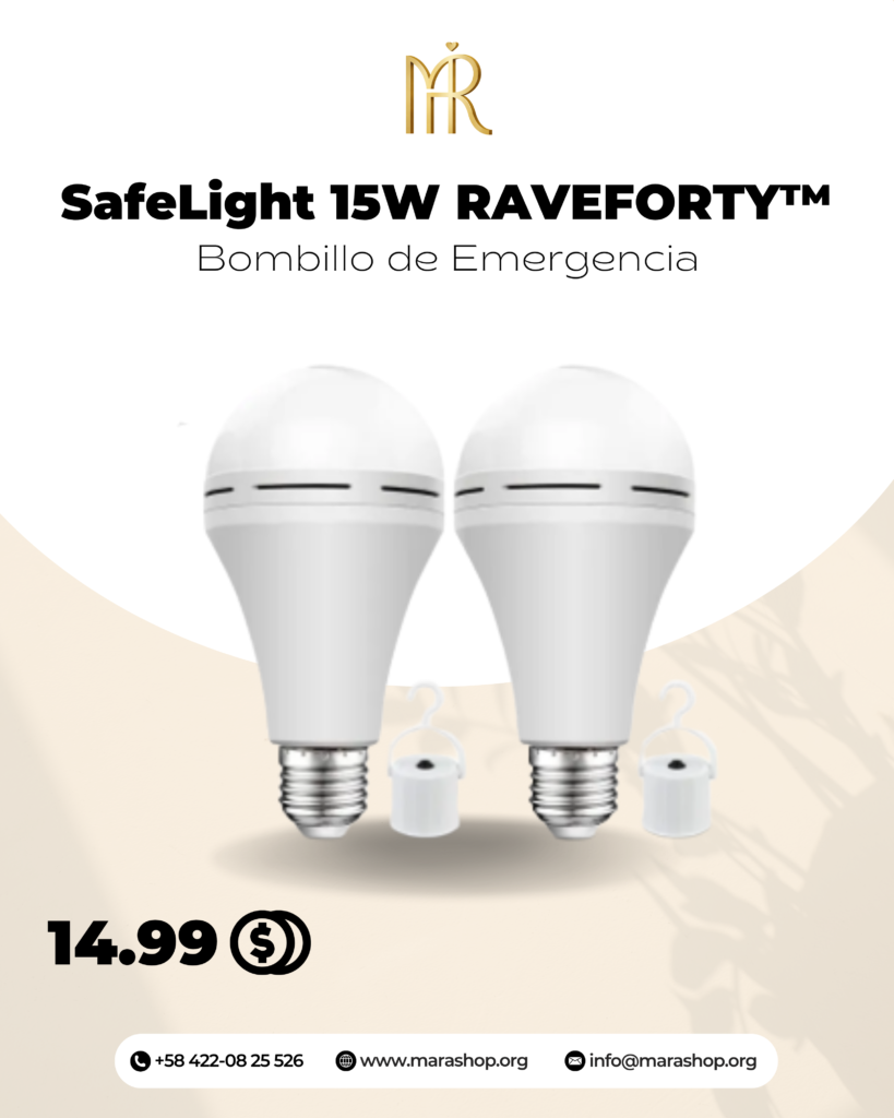 SafeLight 15W RAVEFORTY™: Bombillo de Emergencia | Mara Shop