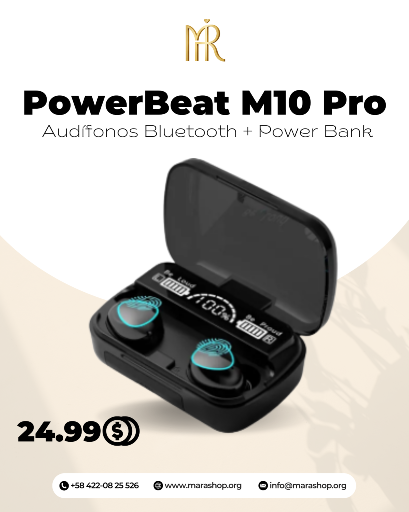 PowerBeat M10 Pro: Audífonos Bluetooth + Power Bank | Mara Shop