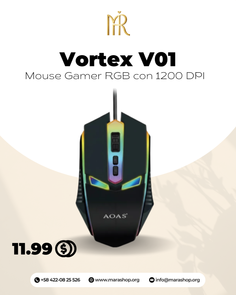 Vortex V01: Mouse Gamer RGB con 1200 DPI | Mara Shop