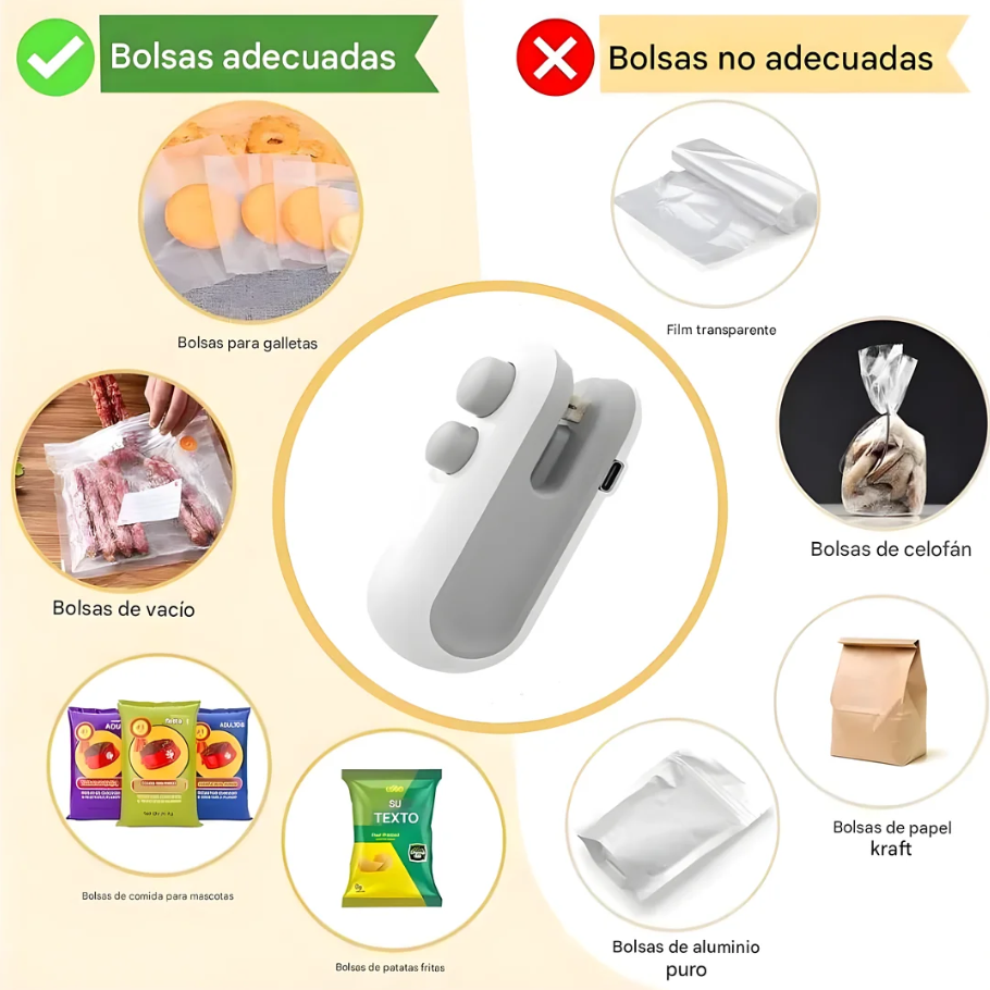FreshLock 2-in-1: Mini Sellador de Bolsas Recargable | Mara Shop